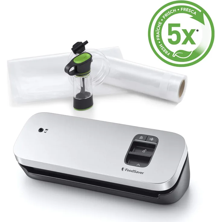 Foodsaver Kompaktes VS1190X Vakuumversiegelungssystem mit Handheld-Vakuumierer, zilber