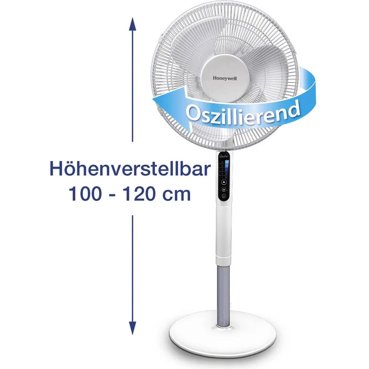Honeywell HSF600WE4 Moderner QuietSet (leiser), sich drehender Standventilator, mit Lärmminderungstechnologie, weiß – Bild 2