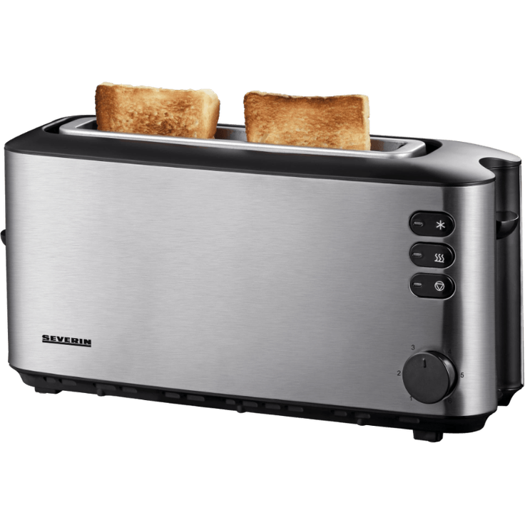 SEVERIN AT 2515 Automatik-Toaster (1.000 W, 1 Langschlitzkammer, Für bis zu 2 Brotscheiben) edelstahl-schwarz – Bild 2