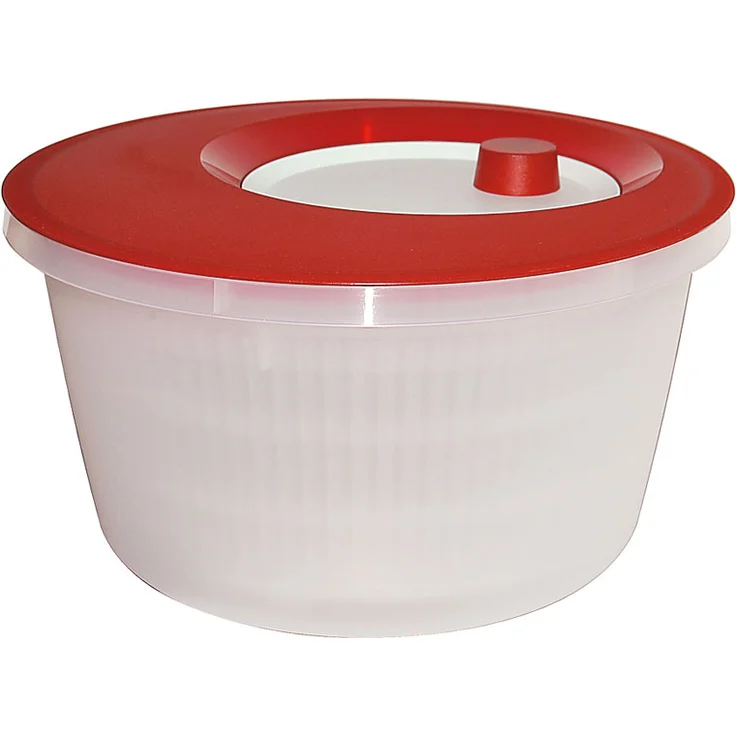 Emsa 505089 Salatschleuder mit Kurbel, 4 Liter, Rot-Transparent, Basic – Bild 1