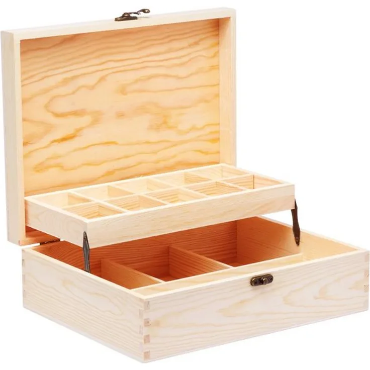 VBS Aufbewahrungsbox Twin, Teebeutelbox, Kiefernholz, 23,8 cm x 9 cm