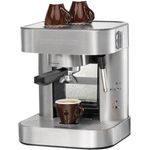 ROMMELSBACHER Espresso Maschine EKS 1510 - Siebträger, Filtereinsatz für 1 bzw. 2 Tassen, Vorbrühfunktion, 19 Bar Druck, Düse für Milchschaum-Heißwasser, 1,5 Liter Wassertank, Edelstahl