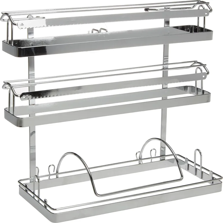 Wenko Magic-Loc Küchenrollenhalter Trio, Befestigen ohne bohren, 33 x 32 x 16 cm, silber glänzend