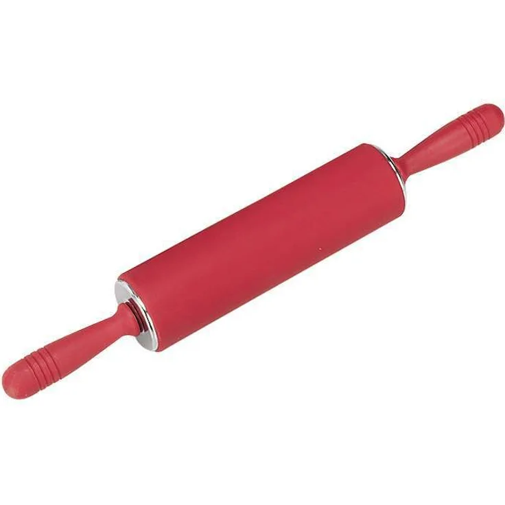 Kaiser Kaiserflex Red Teigrolle 49 x 6,5 cm, Nudelholz, Silikon mit Metallkern, ergonomische Griffe, hitzebeständig bis 200°C, rot