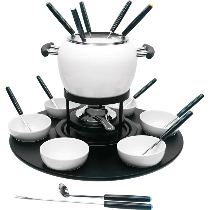 H+H 55083 Dienst Fondue-23 Stück, Edelstahl, Weiß