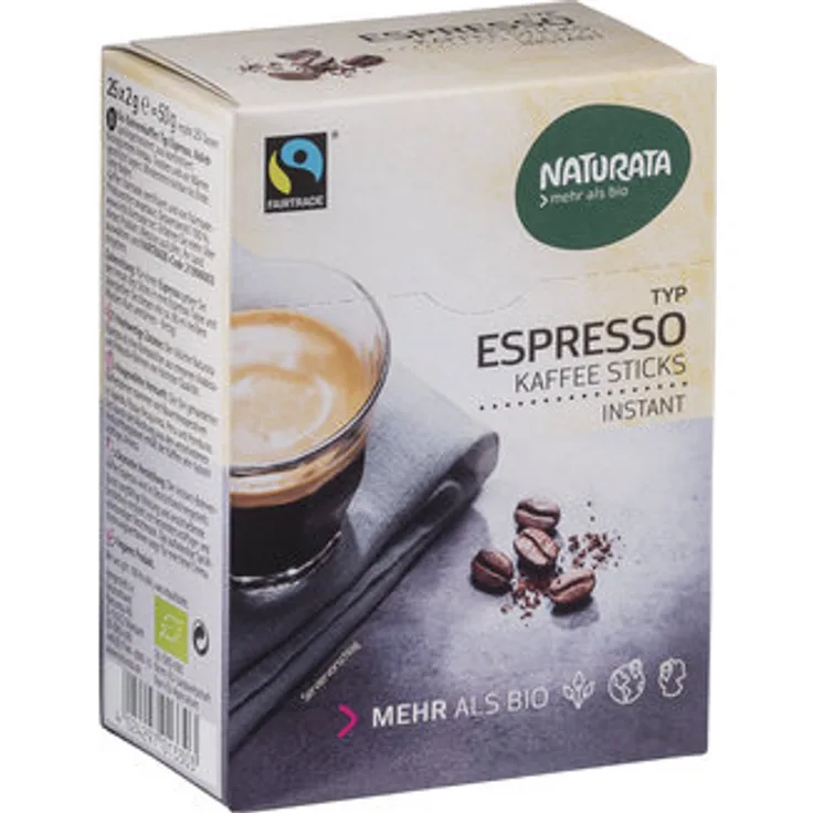 Naturata Espresso Sticks, Bohnenkaffee Instant Bio 25x 2g