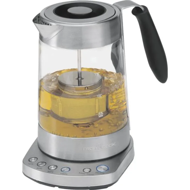 ProfiCook PC-WKS 1020 G 2in1 Glas- Tee- Wasserkocher, Warmhaltefunktion, Edelstahl-Teefilter, Elektr. Temperatureinstellung, Signalton bei Erreichen der vorgewählten Temperatur