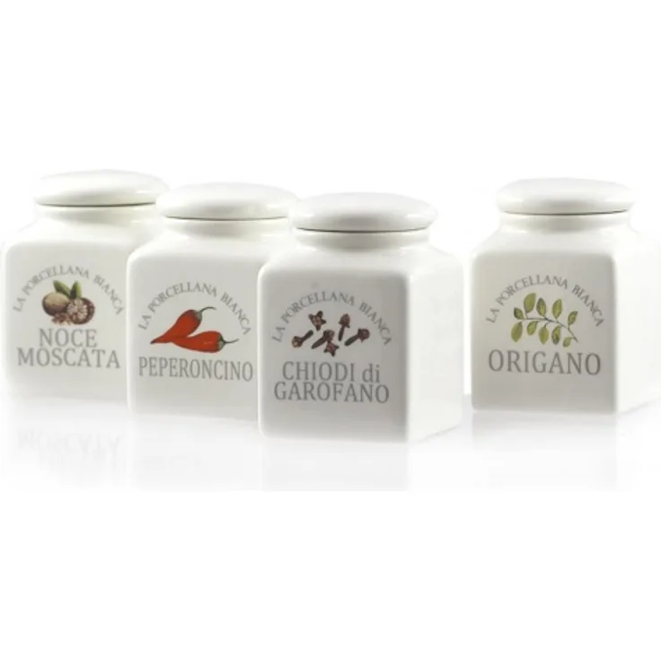4er Set Vorratsdosen eckig aus Porzellan