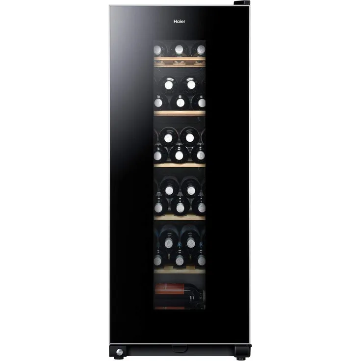 Haier WS59GAE Weinkühlschrank, freistehend, schwarz, 59 Flaschen, 1 Temperaturzone, LED, Breite 50 cm, Energieklasse G