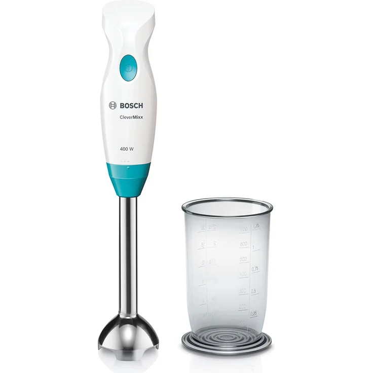 Bosch Hausgeräte MSM2410DW 400W Standmixer, Kunststoff, Edelstahl, Weiß-Dynamic Blau – Bild 1