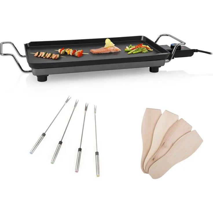 Princess Teppanyaki Tischgrill Grillplatte 46x26cm & 4 Teppan Yaki Gabeln 2500W