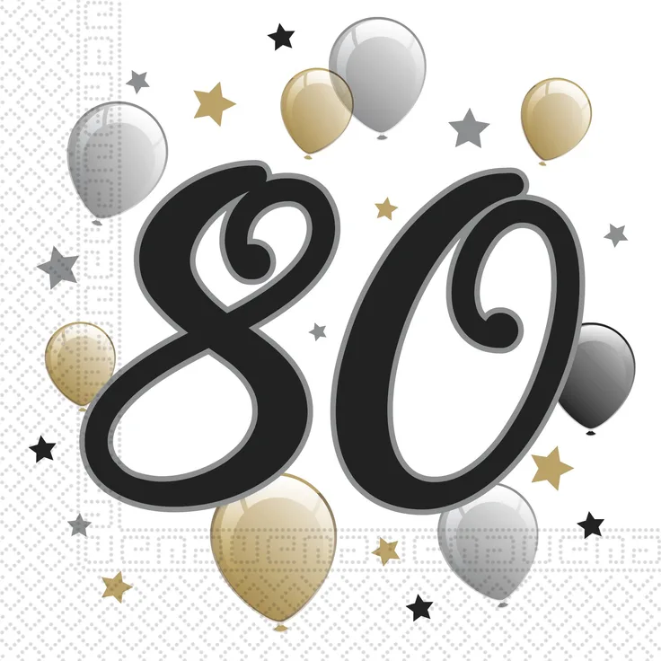 Jubiläumszahl 80 Motivservietten 20 Stück