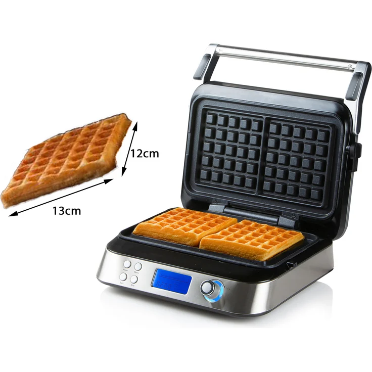 Domo DO9219W Waffelautomat, 4 Backprogramme, 1600W, 7 Bräunungsstufen, silber – Bild 2