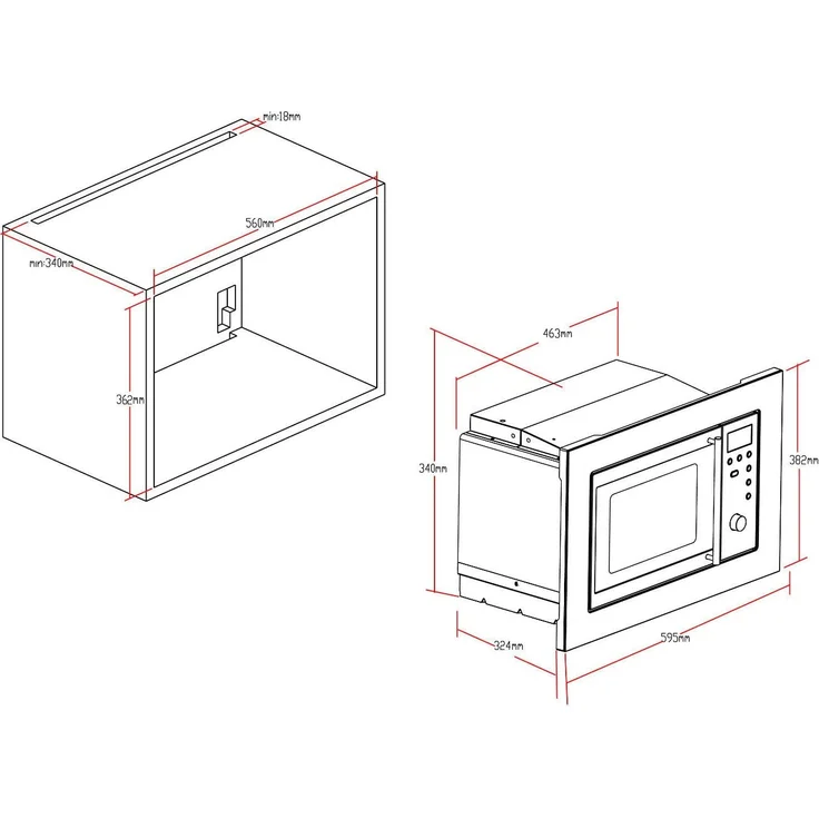 PKM MW800-20.8EB Mikrowelle, Einbaugerät, 20 Liter Garraum, 800 Watt, Auftauen – Bild 2