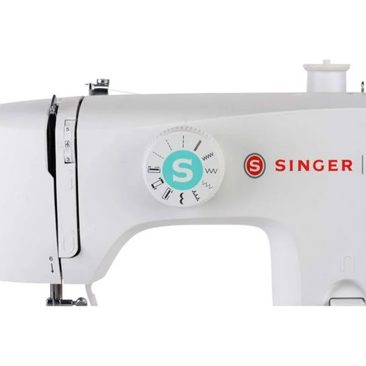 Singer M1505 Freiarm-Nähmaschine 6 Nähprogramme Vier-Stufen-Knopflochautomatik Wahlrad Freiarm-Nähmaschine, weiß – Bild 3