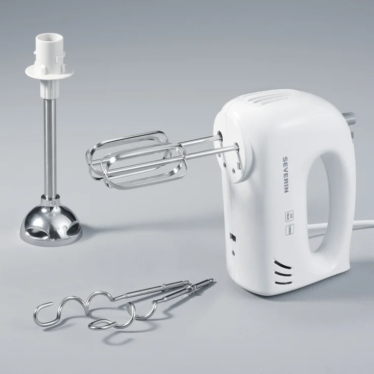 Severin HM 3822 Handmixer mit Stabmixer-Aufsatz, ca. 300 W, weiß-grau – Bild 2