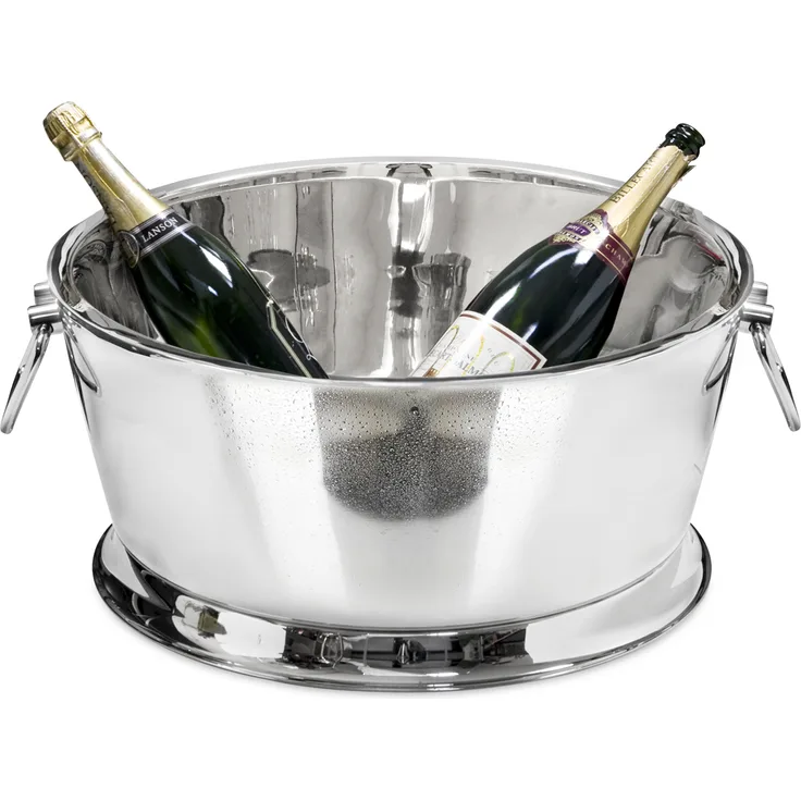 Champagnerkühler Michigan mit Griffen, Edelstahl hochglanzpoliert, doppelwandig, ø 53 cm, H 24 cm