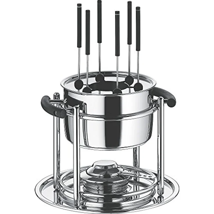 WMF Allegro Fondue-Set, 11-teilig, für 6 Personen, mit Brenner und Gabeln, Cromargan Edelstahl, Fonduetopf induktionsgeeignet, spülmaschinengeeignet – Bild 1