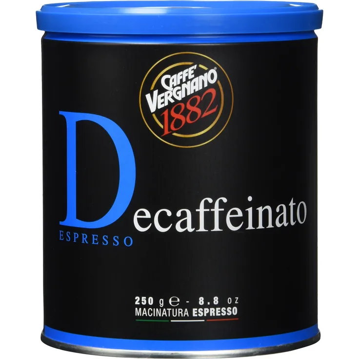 Caffè Vergnano 1882 Kaffee Dose 100% Arabica gemahlen Entkoffeiniert - 250 g-Packung