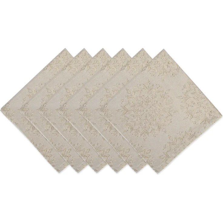 DII Metallic Holiday Serviette S-6, glitzernde Schneeflocken, 6 Stück Serviette Napkin S-6 Winter Sparkle