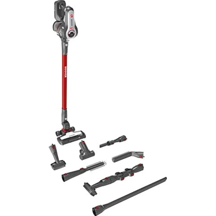 Hoover Rhapsody SE, RA 22 Special Edition, Akkustick, 8 Fach Zubehör, 22 Volt, 2. Akku im Lieferumfang, Silber, Rot