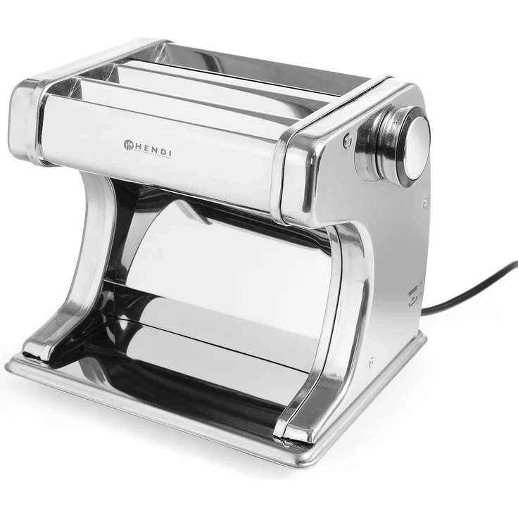 Hendi Pastamaschine, Elektrisch, für die Zubereitung von frischer pasta, Teigroller, Tagliatelle, Fettucine, Breite des Teigs bis zu 140mm, 7 stufig einstellbar 0,2-2,5mm, 258x218xH232mm, Edelstahl – Bild 2