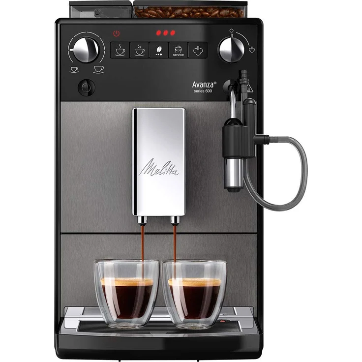 Melitta Avanza F270 - 100 Kaffeevollautomat mit integriertem Milchsystem (abnehmbaren XL Wassertank und Bohnenbehäter sowie flüsterleisem integriertem Mahlwerk, 20 cm Breite), mystic titan – Bild 1