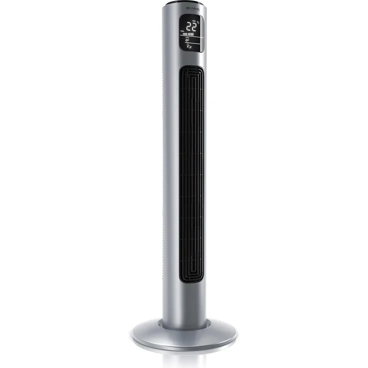 Brandson Turmventilator mit Fernbedienung und Oszilation 60° - Standventilator - Säulenventilator - 96 cm - Ventilator mit 3 Geschwindigkeitsstufen - Modell 2020 GS Zertifiziert - Sterlingsilber