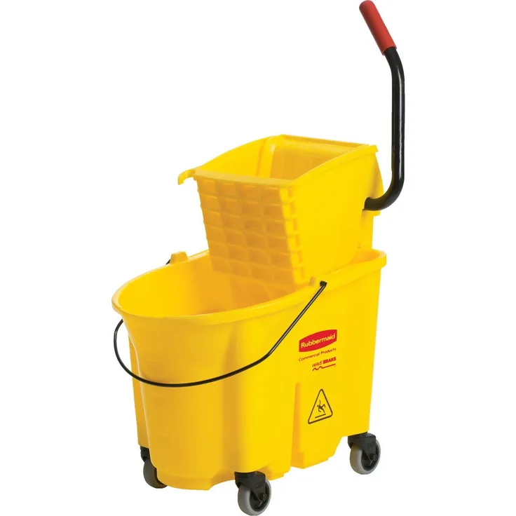 Rubbermaid Commercial Products FG758088YEL WaveBrake Combo Moppwagen, Presse mit seitlichem Hebel
