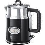 Russell Hobbs Wasserkocher, Retro schwarz, 1,7l, 2400W, Schnellkochfunktion, Wassertemperaturanzeige im Retrodesign, Füllmengenmarkierung, optimierte Ausgusstülle, Vintage Teekocher 21671-70