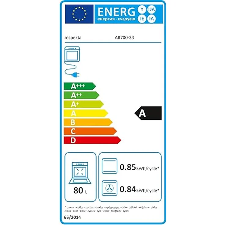 Respekta Autarker Einbaubackofen AB700 mit Glaskeramikkochfeld, Energieeffizienzklasse A, 80 Liter Garraum, LED Timer - Schwarz – Bild 6