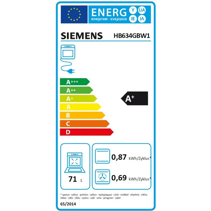 Siemens HB634GBW1, Backofen, A+, Einbaugerät, elektrisch, Volumen 71 l, Breite 59,5 cm, Selbstreinigung katalytische Selbstreinigung, Ober-Unterhitze (konventionell) + Umluft – Bild 8