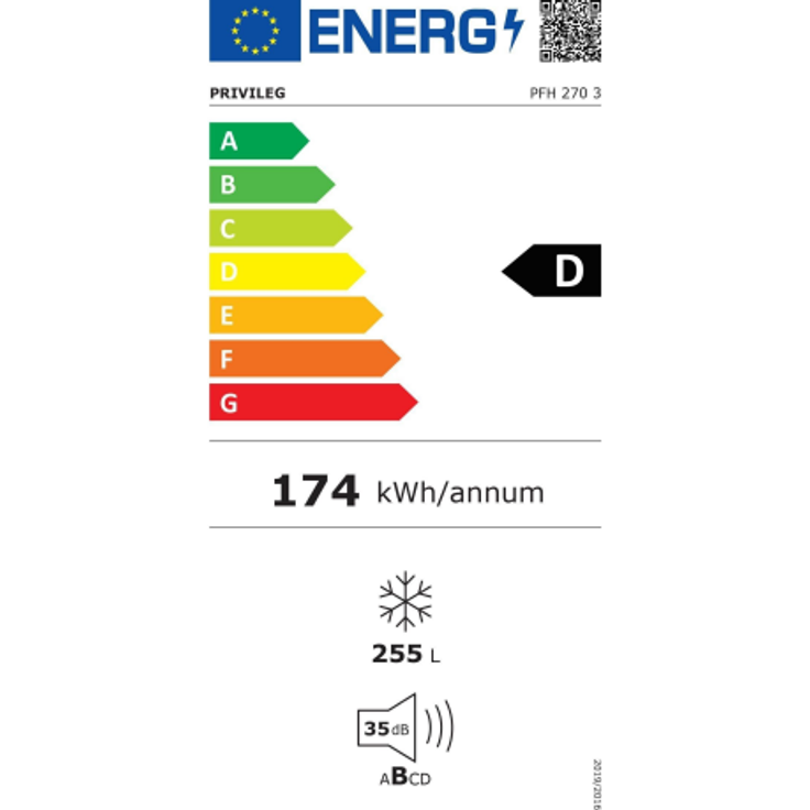 Privileg PFH 270 Gefriertruhe, 255L, 4-Sterne-Gefrierklasse, 35 dB leise, Energieeffizienz D, 11,5 kg/24h Gefriervermögen – Bild 2