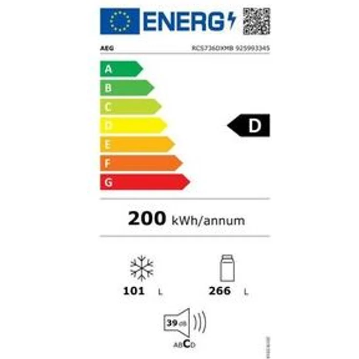 AEG RCS736DXMB Kühl-Gefrierkombination, freistehend, Energieklasse D – Bild 2