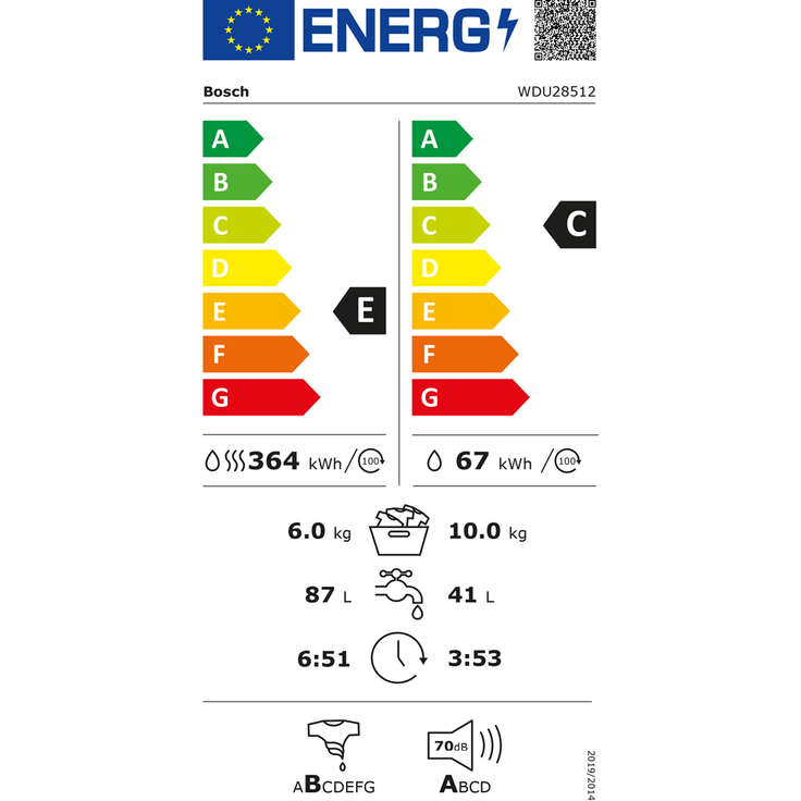 Bosch WDU28512, Waschtrockner, Energieeffizienzklasse E, Standgerät, Breite 59,8 cm, Geräuschemissionsklasse A, ActiveWater Plus, Beladungserkennung – Bild 16