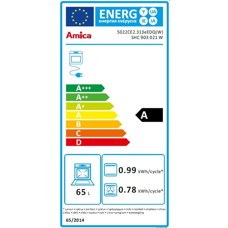 Amica SHC 903 21 W, Herd, A, Betriebsart elektrisch, Volumen 65 l – Bild 3