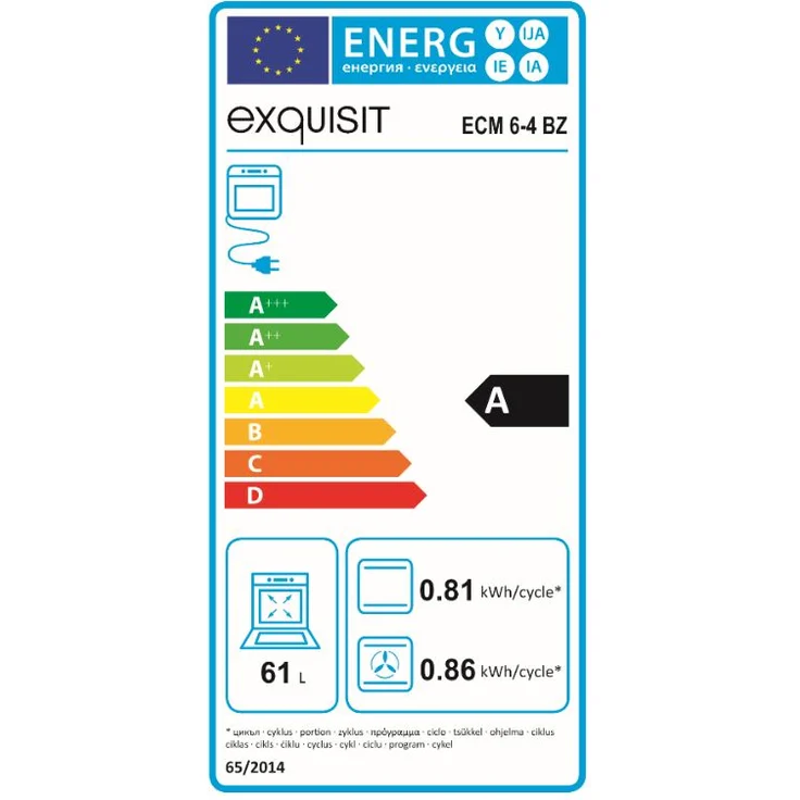 Exquisit ECM 6-4 I BZ , inox, Herd, A, Standgerät, Betriebsart Netzbetrieb, Volumen 61 l, Breite 64 cm – Bild 9