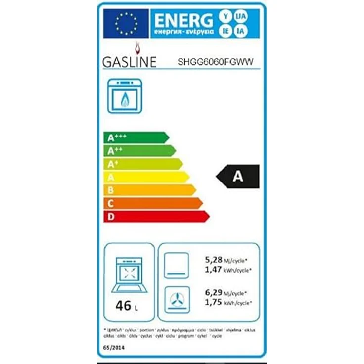 Gasline SHGG6060FGWW Gasstandherd Gaskochfeld WOK Brenner, Gasbackofen mit Timer und Thermostat, 60 cm Edelstahl/Weiß Erdgas LPG – Bild 6