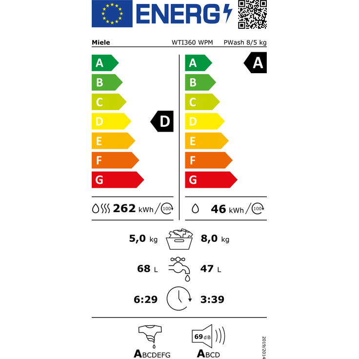 Miele WTI360 WPM, Waschtrockner, Energieeffizienzklasse D, Standgerät, Breite 59,6 cm, Geräuschemissionsklasse A – Bild 2