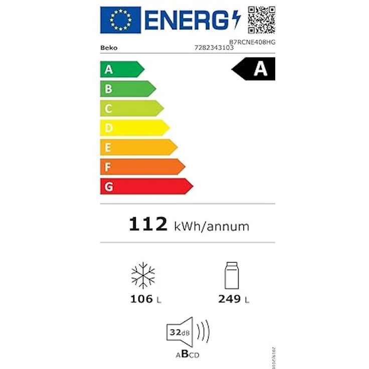 Beko B7RCNE408HG freistehende Kühl/-Gefrierkombination, 355 l Nettovolumen, 249 l Kühlen, 106 l Gefrieren, NoFrost, AeroFlow, HarvestFresh, Multizone, 3 Gefrierschubladen, Manhattan Gray – Bild 6