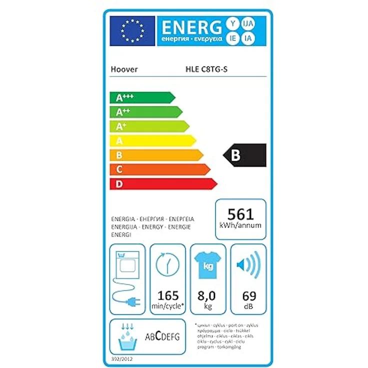 Hoover H-DRY 300 HLE C8TG-S Wäschetrockner/Energieeffizienzklasse B/Füllmenge 8 kg/Smarte Bedienung/Symbolblende – Bild 6