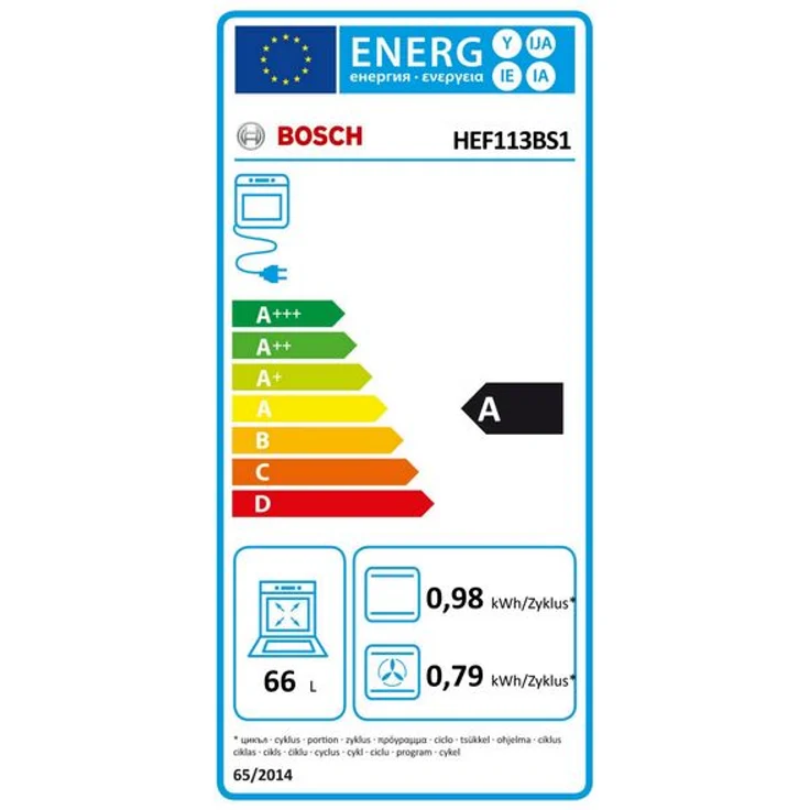 Bosch HEF113BS1, Backofen, A, Einbaugerät, elektrisch, Volumen 66 l, 3D-Heißluft Plus, Vollglas-Innentür, LED-Display – Bild 2
