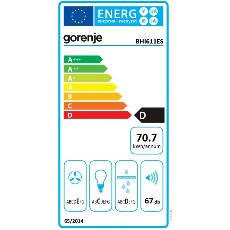 Gorenje Essential BHI611ES, Motorhaube, mechanisch betrieben, Breite: 53.4 cm, Tiefe: 30 cm, Absaugung und Rückführung (mit zusätzlichem Rückführungsset), Grau – Bild 2
