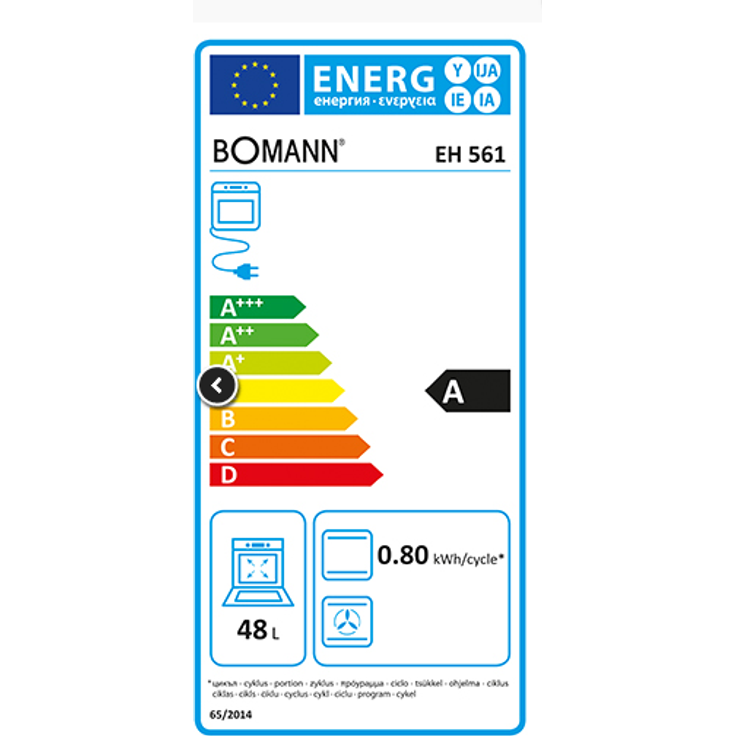 Bomann EH 561, Herd, A, Standgerät, Betriebsart Ofen elektrisch, Anzahl Kochfelder 4, Volumen 48 l – Bild 4