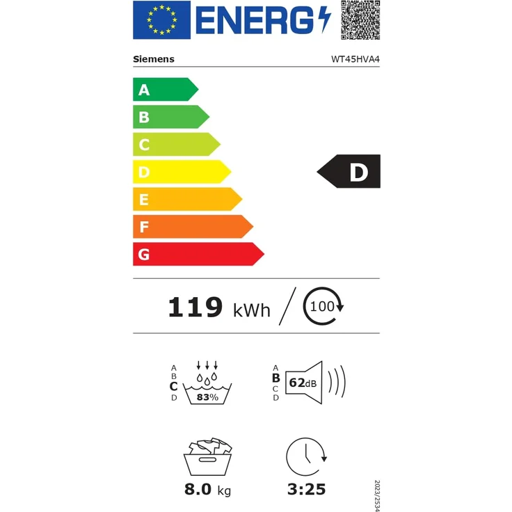 Siemens WQ43G2D0EM iQ300 Wärmepumpentrockner 8 kg, autoDry, super40, softDry, LED-Display, leise 63 dB, Energieklasse D, Weiß – Bild 2