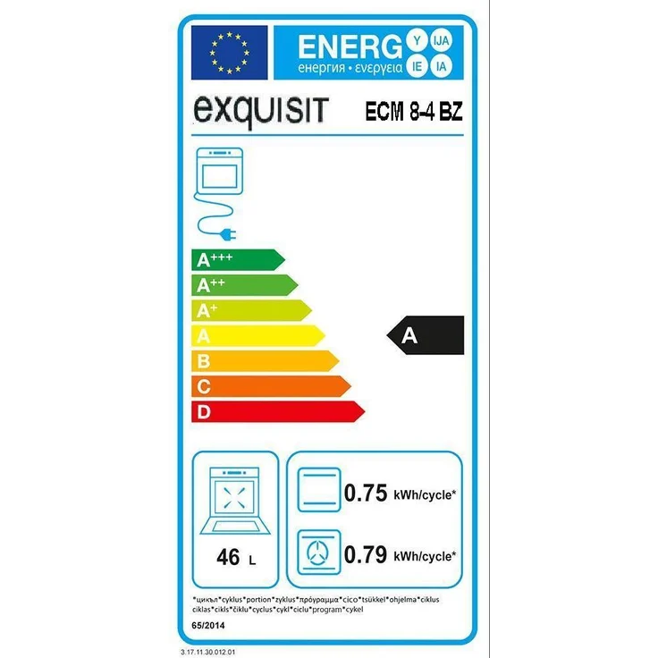 Exquisit ECM8-4BZ, Standherd, Energieeffizienzklasse A, Volumen 71 l, Anzahl der Kochstellen 4, weiß – Bild 8