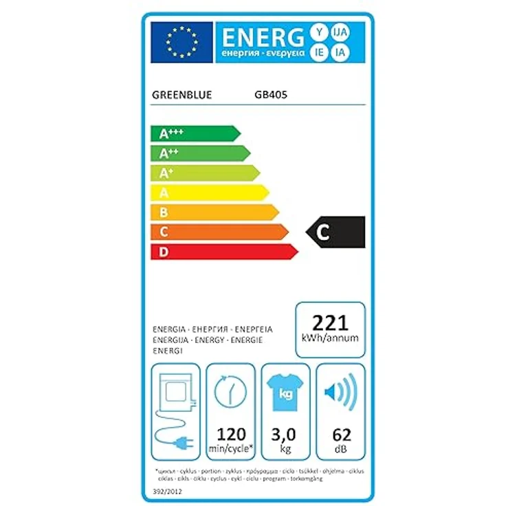 Green Blue GB415 Elektrischer Wäschetrockner | 3 kg Füllgewicht | Einstellbare Trockenzeit 20-180 Minuten | 830 W Leistung | Ablufttrockner für Kleidung | Freistehend oder Wandmontage – Bild 6