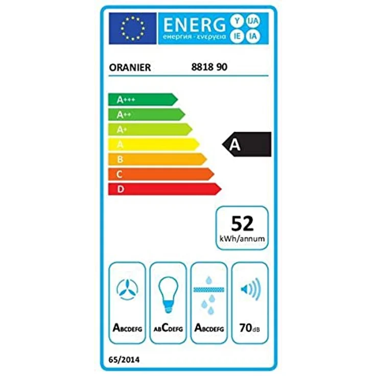 Oranier große schwarze Abluft Wandhaube 90 cm mit Glasschirm Rada - Abzugshaube in T-Form mit LED Beleuchtung – Bild 6