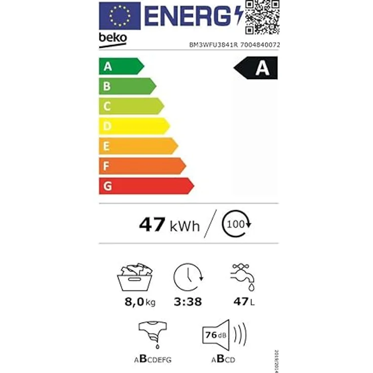 Beko BM3WFU3841R Waschvollautomat, 8 kg, Schleuderwahl 1400 U/min, SteamCure Dampffunktion, allergikergeeignet, AquaWave Schontrommel, Weiß – Bild 6
