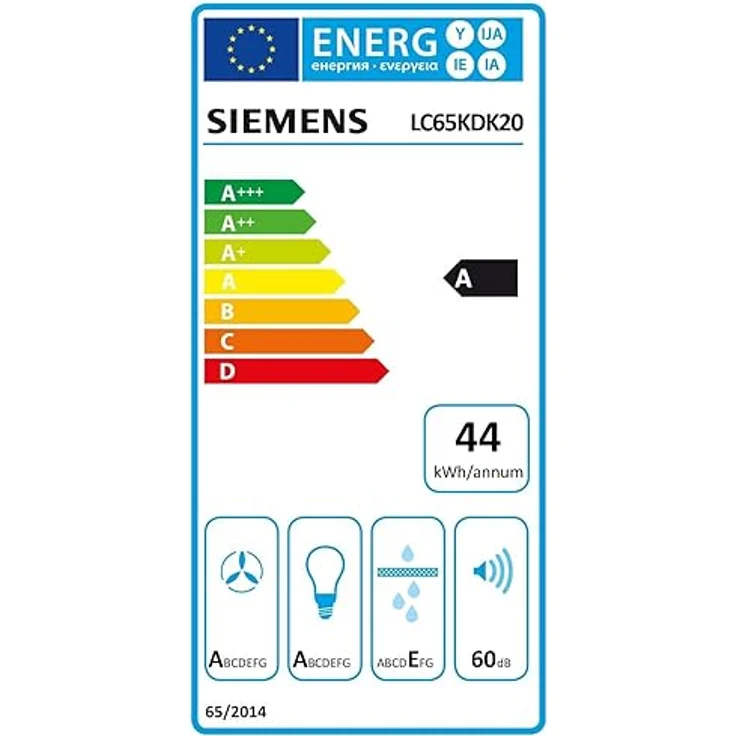 Siemens LC65KDK20 iQ100, Wandesse, 60 cm, Weiß mit Glasschirm, Intensivstufe mit automatischer Rückschaltung, touchControl, LED-Beleuchtung – Bild 6